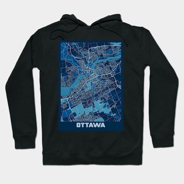 Ottawa - Ontario Peace City Map Hoodie by tienstencil